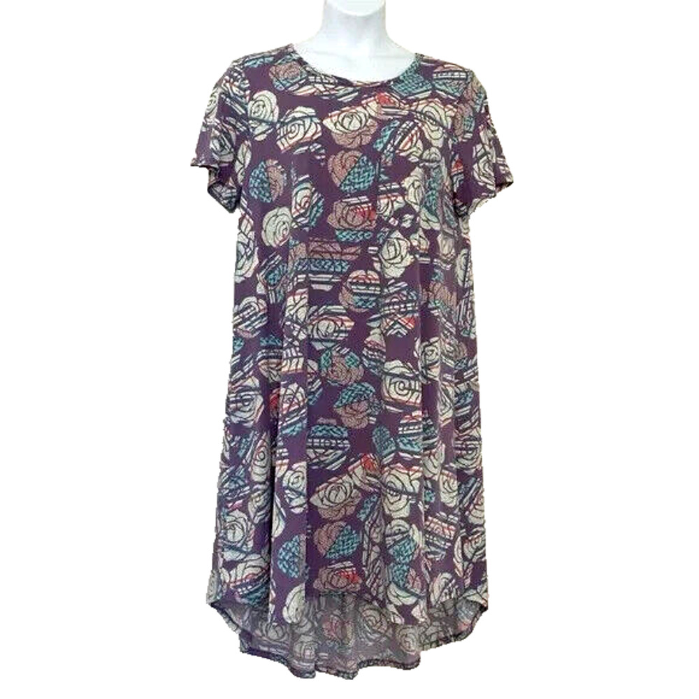 LuLaRoe Carly Swing Dress Women Size 2XL | Purple | Floral Rose 2X XXL 22 24